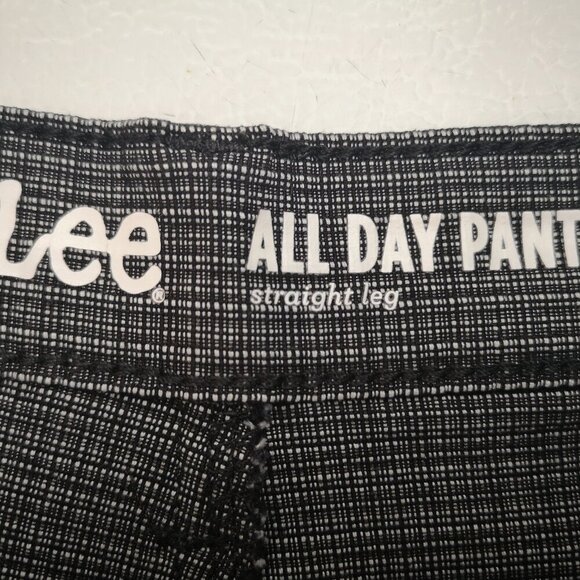 Lee All Day Pant Ladies Size 12 Medium Straight Legs Dark Grey Plaid Pants - Picture 3 of 14